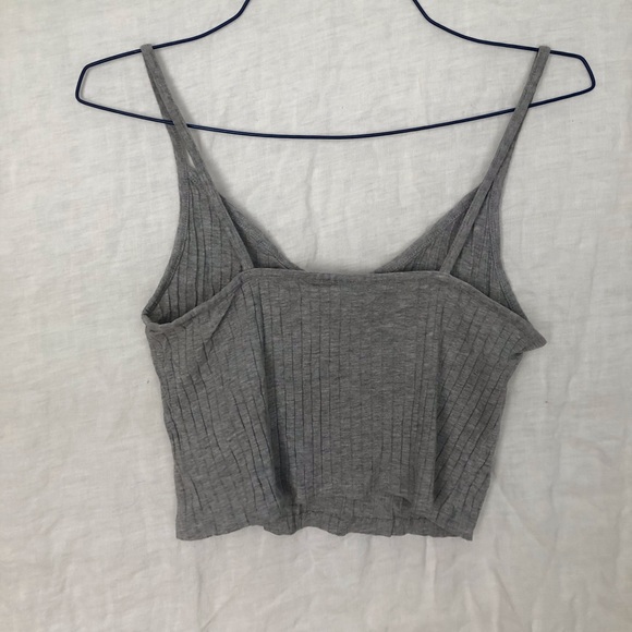 Grey Ribbed Crop Top - Picture 2 of 3